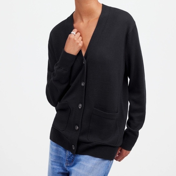 Madewell Merino Wool Boyfriend Cardigan in True Black size XXS NWT NS666 - Picture 1 of 13